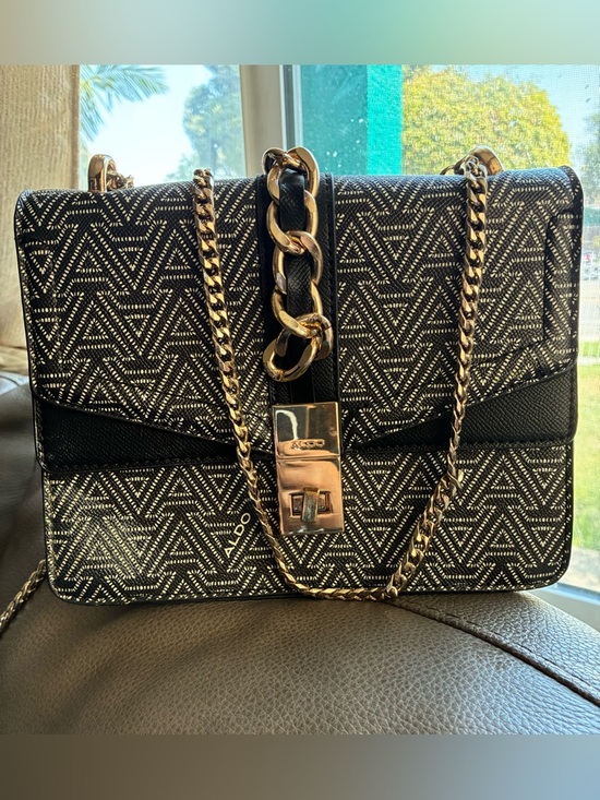 Aldo Handbags - Aldo Black & White Geo-Print  Chain Crossbody